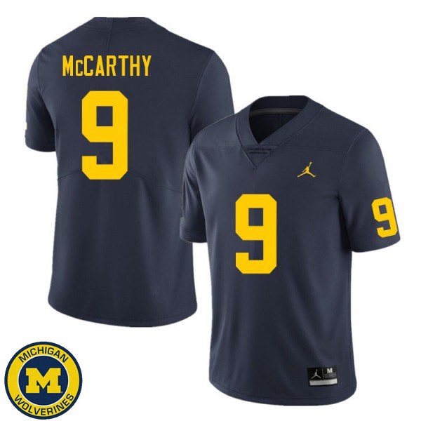 Mens Michigan Wolverines #9 J.J. McCarthy Navy High School Jersey